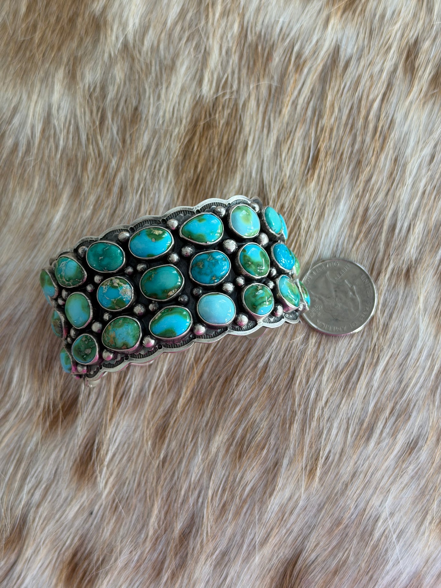LARGE Sonoran Gold Turquoise Cluster Cuff