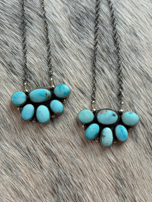 Turquoise Half Cluster Necklace