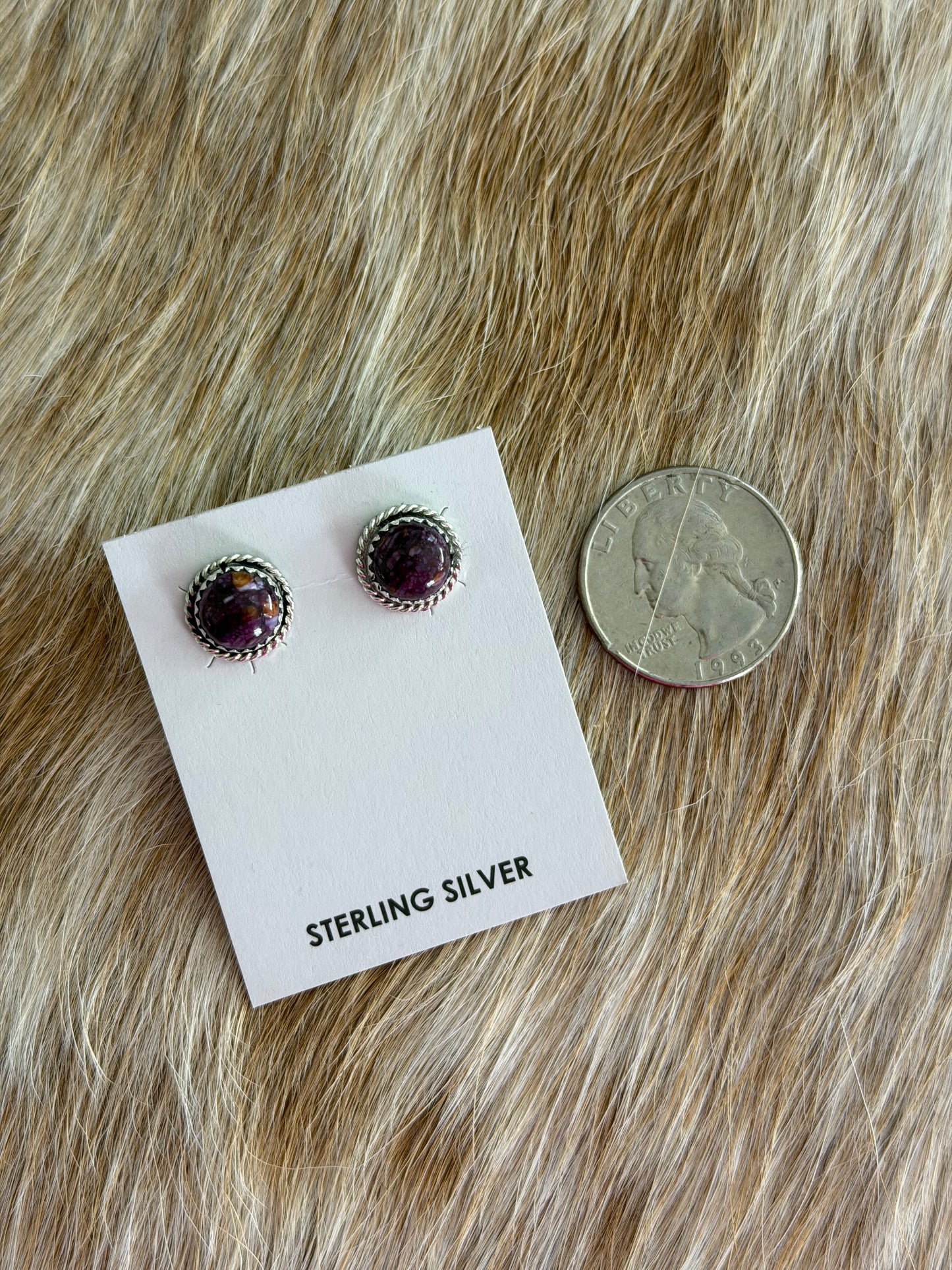 Purple Spiny Oyster Shell Earrings