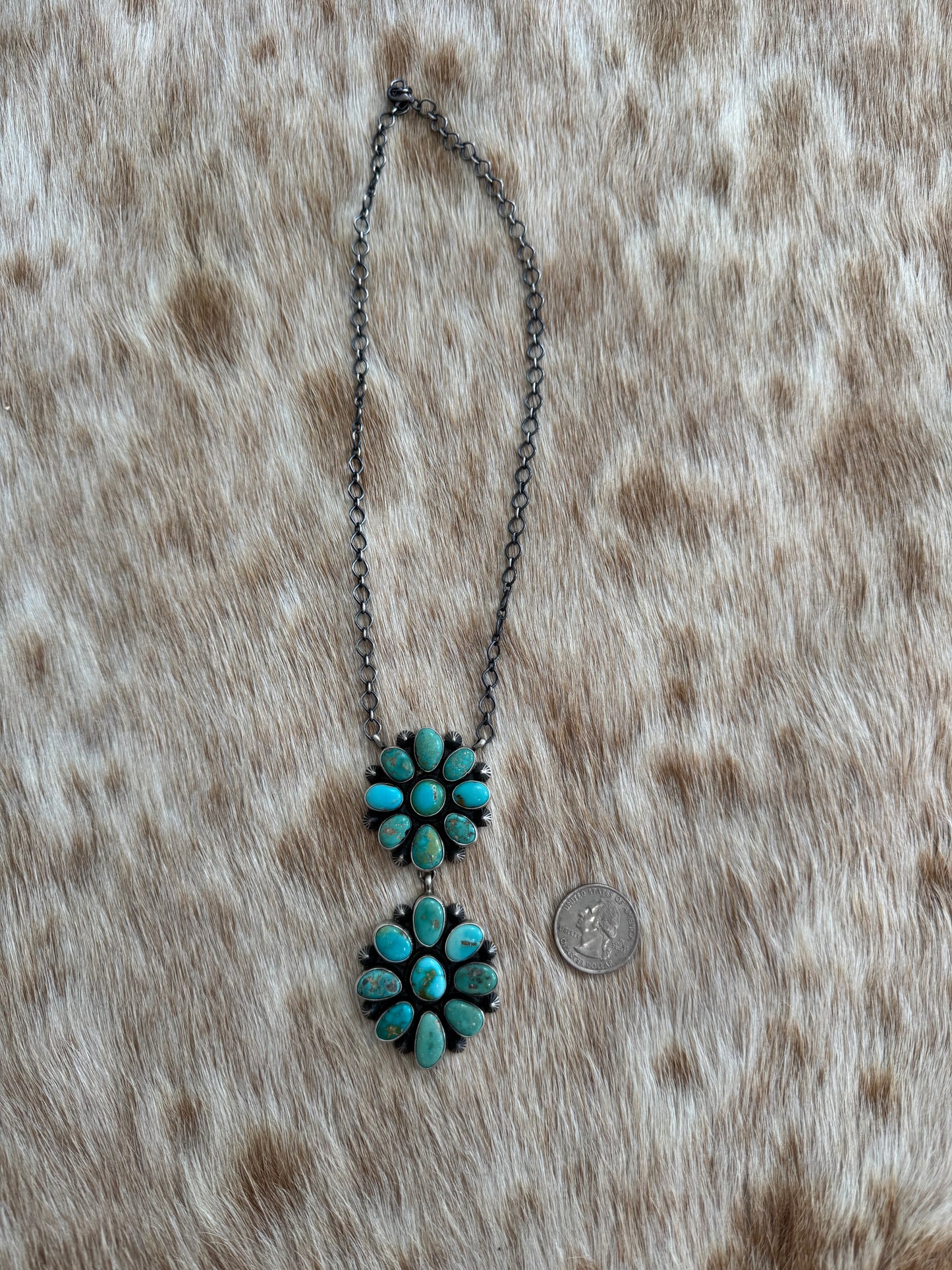 Kingman Turquoise Cluster Lariat Necklace