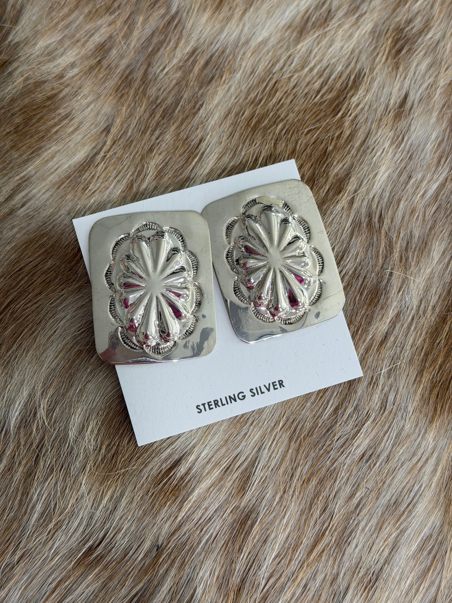 Sterling Silver Concho Earrings