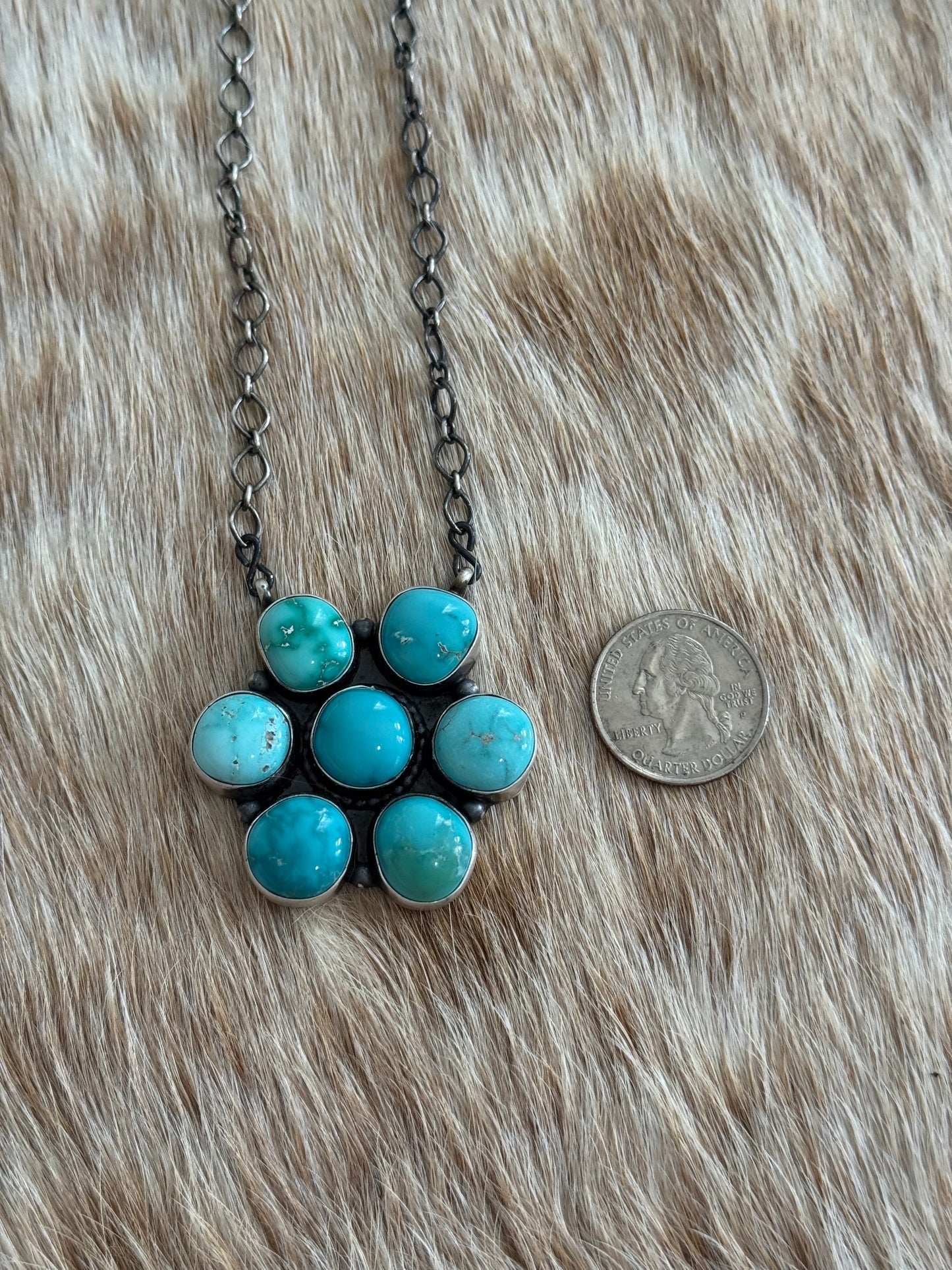 White Water Turquoise Cluster Necklace