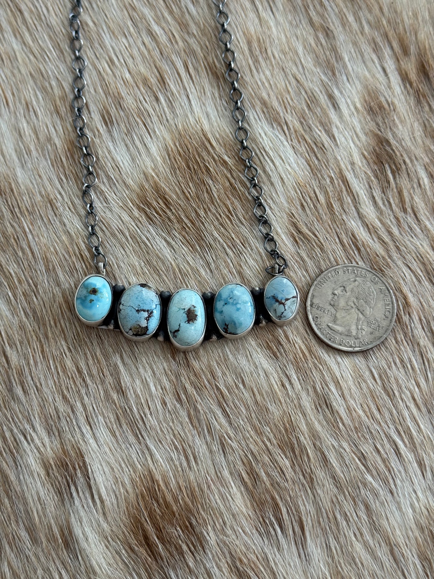 Golden Hills Turquoise Cluster Bar Necklace