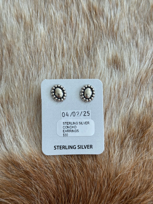 Sterling Silver Concho Earrings