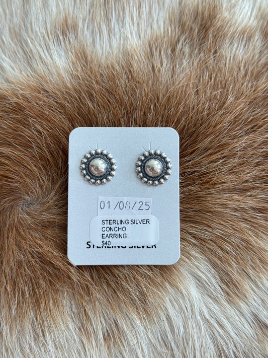 Sterling Silver Concho Earrings