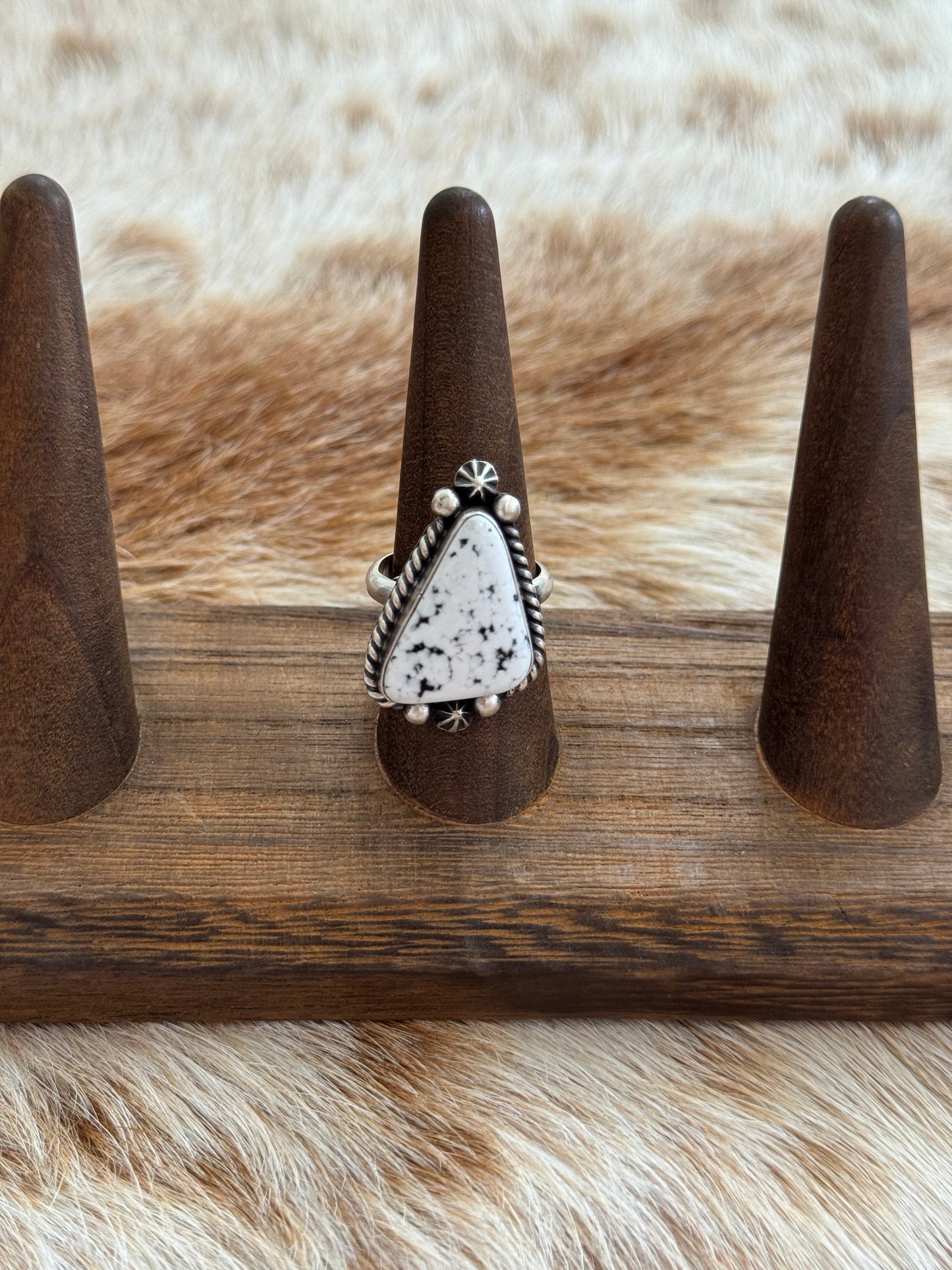 Adjustable Size 6-9 White Buffalo Ring