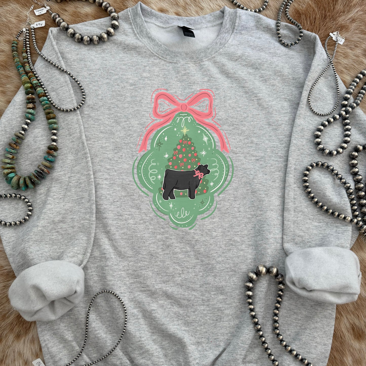 Show Steer Christmas Ornament Crewneck