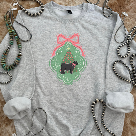 Show Steer Christmas Ornament Crewneck