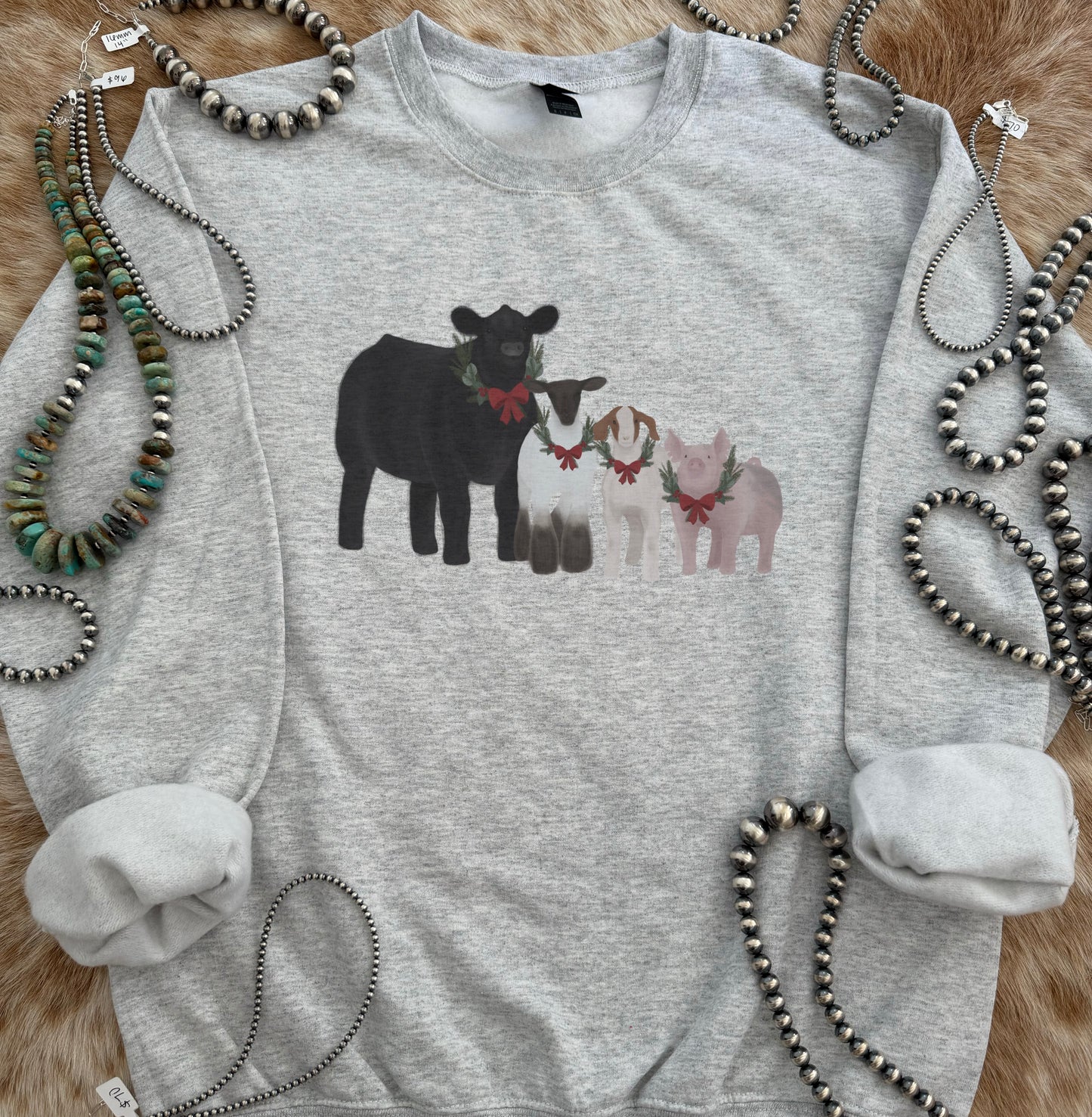 Christmas Bow Livestock Crewneck