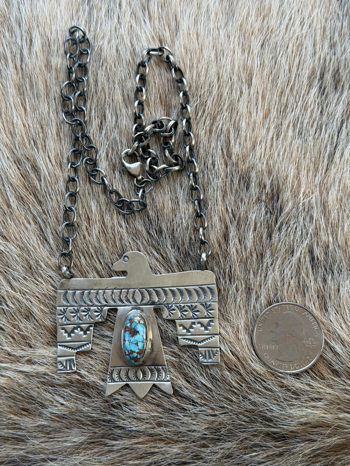 Golden Hills Turquoise Thunderbird Necklace