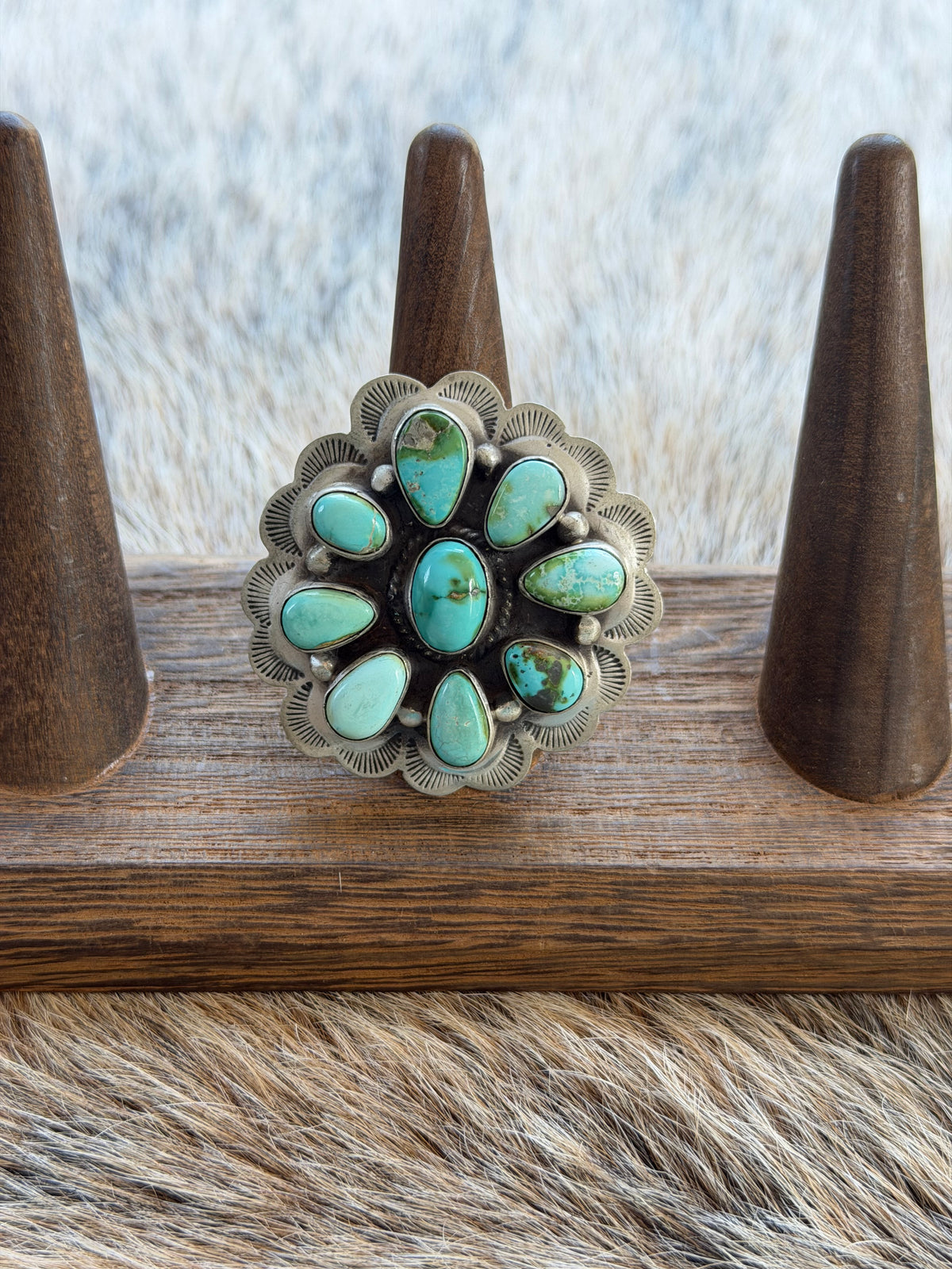 Adjustable Sonoran Gold Turquoise Cluster Ring