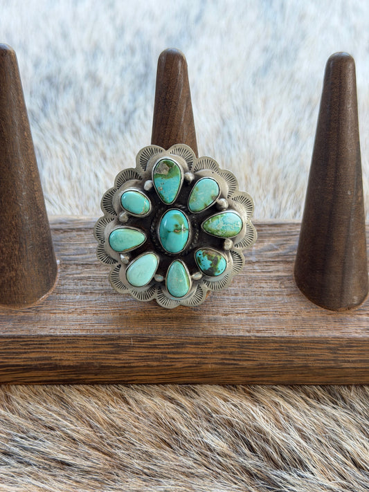 Adjustable Sonoran Gold Turquoise Cluster Ring