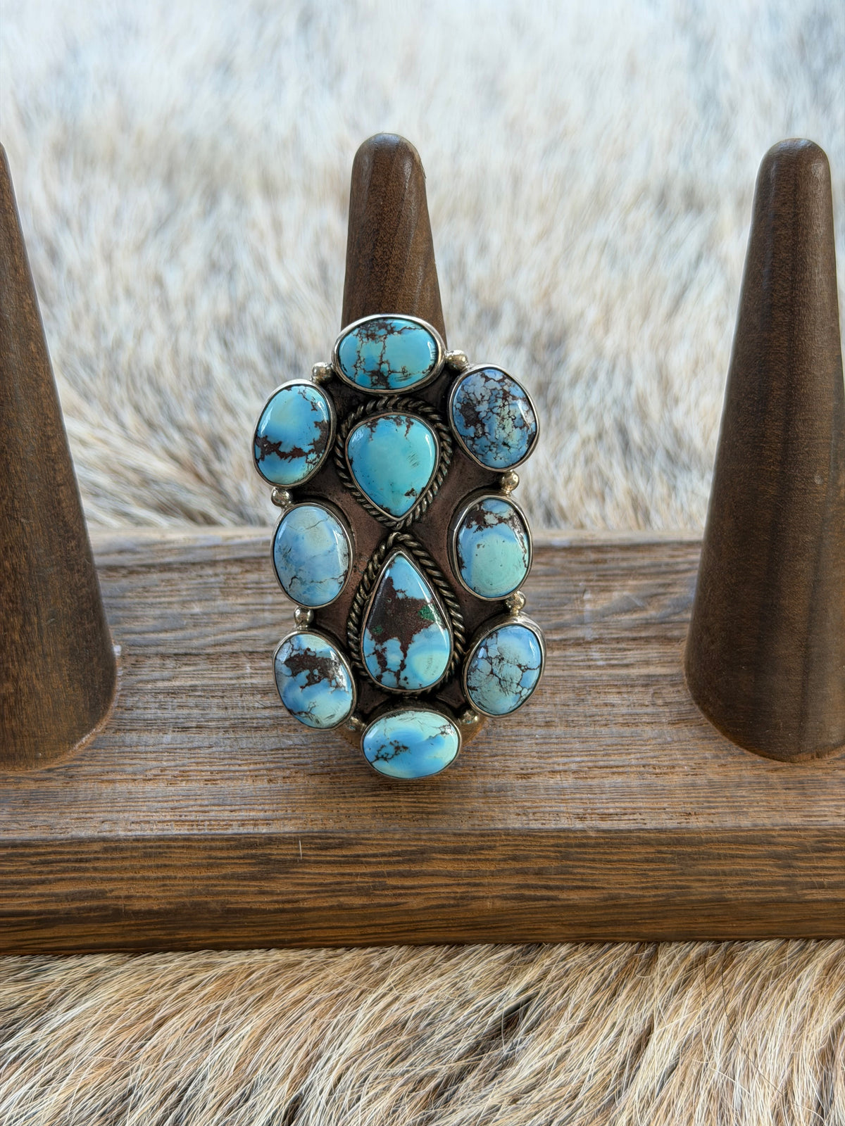 Adjustable Golden Hills Turquoise Cluster Ring