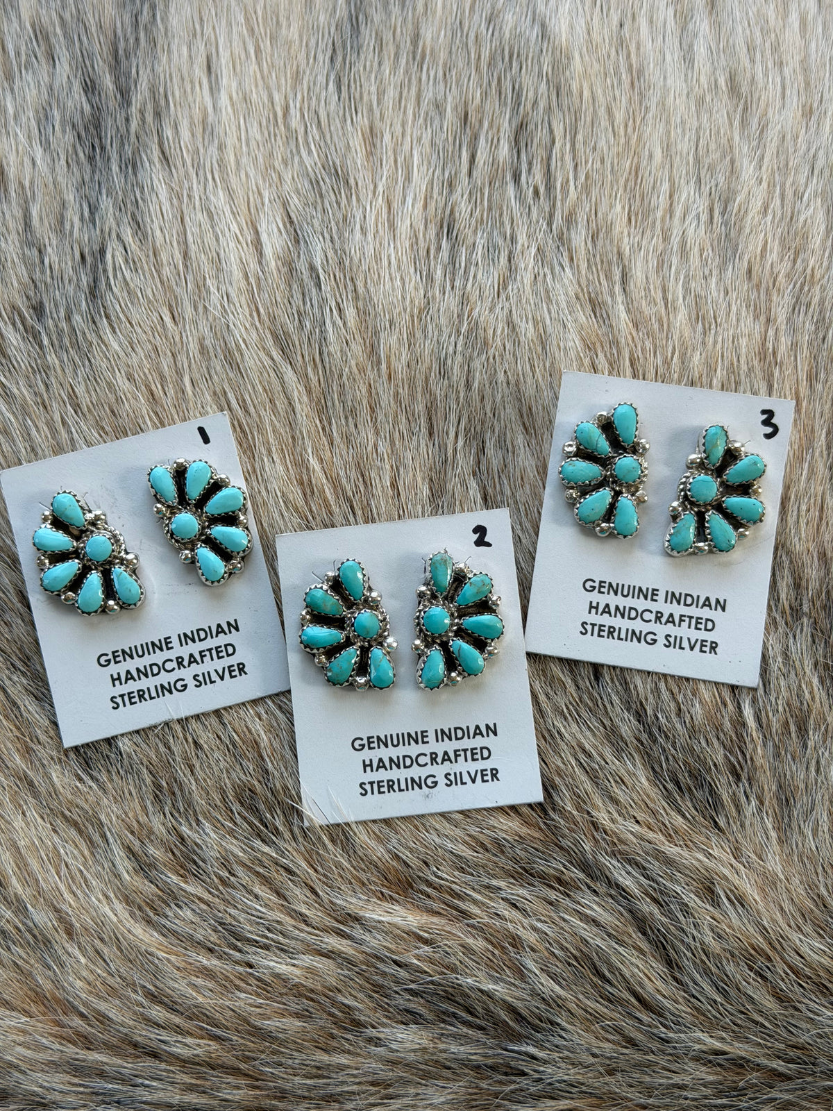 Kingman Turquoise Half Cluster Earrings