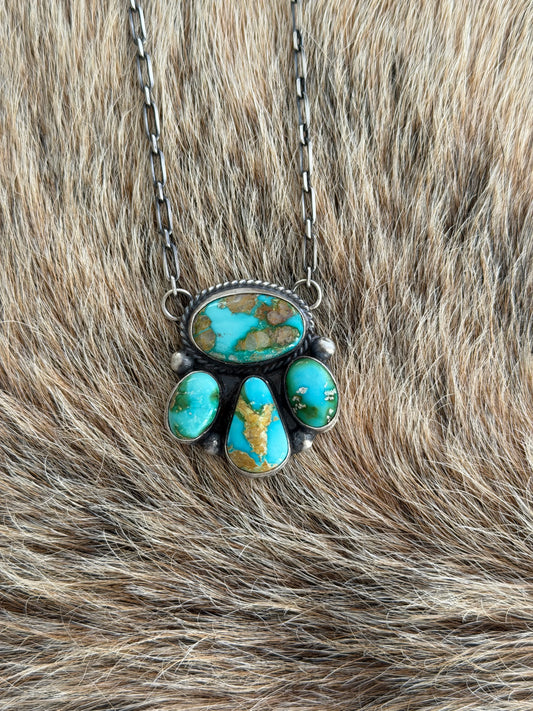 Sonoran Gold Turquoise Cluster Necklace