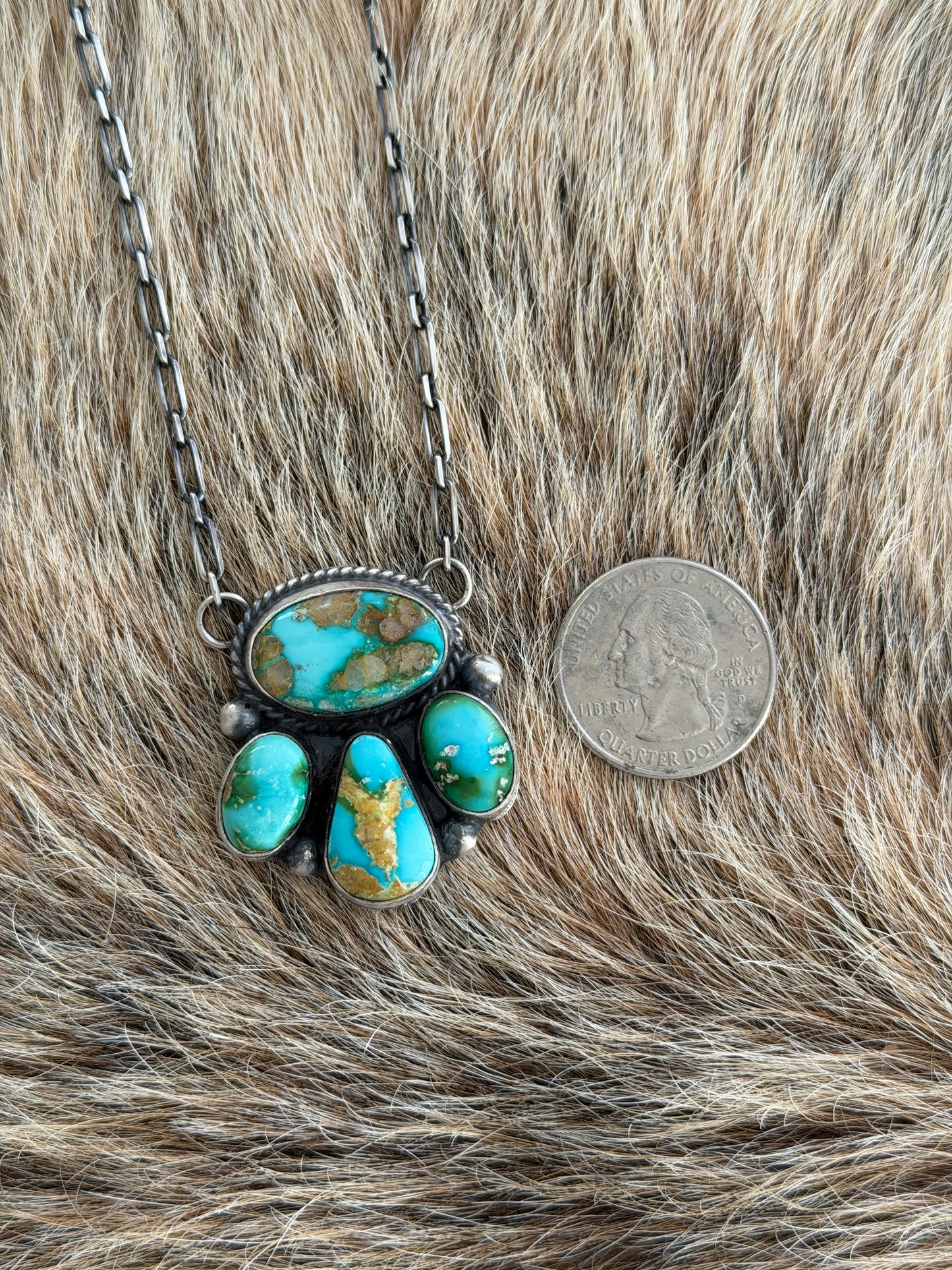Sonoran Gold Turquoise Cluster Necklace