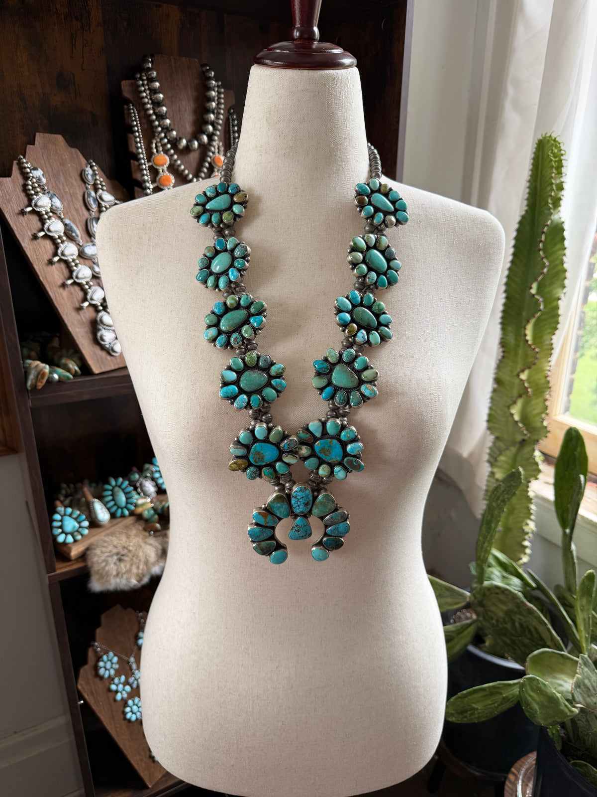 32" Mixed Turquoise Cluster Necklace and Earrings Set