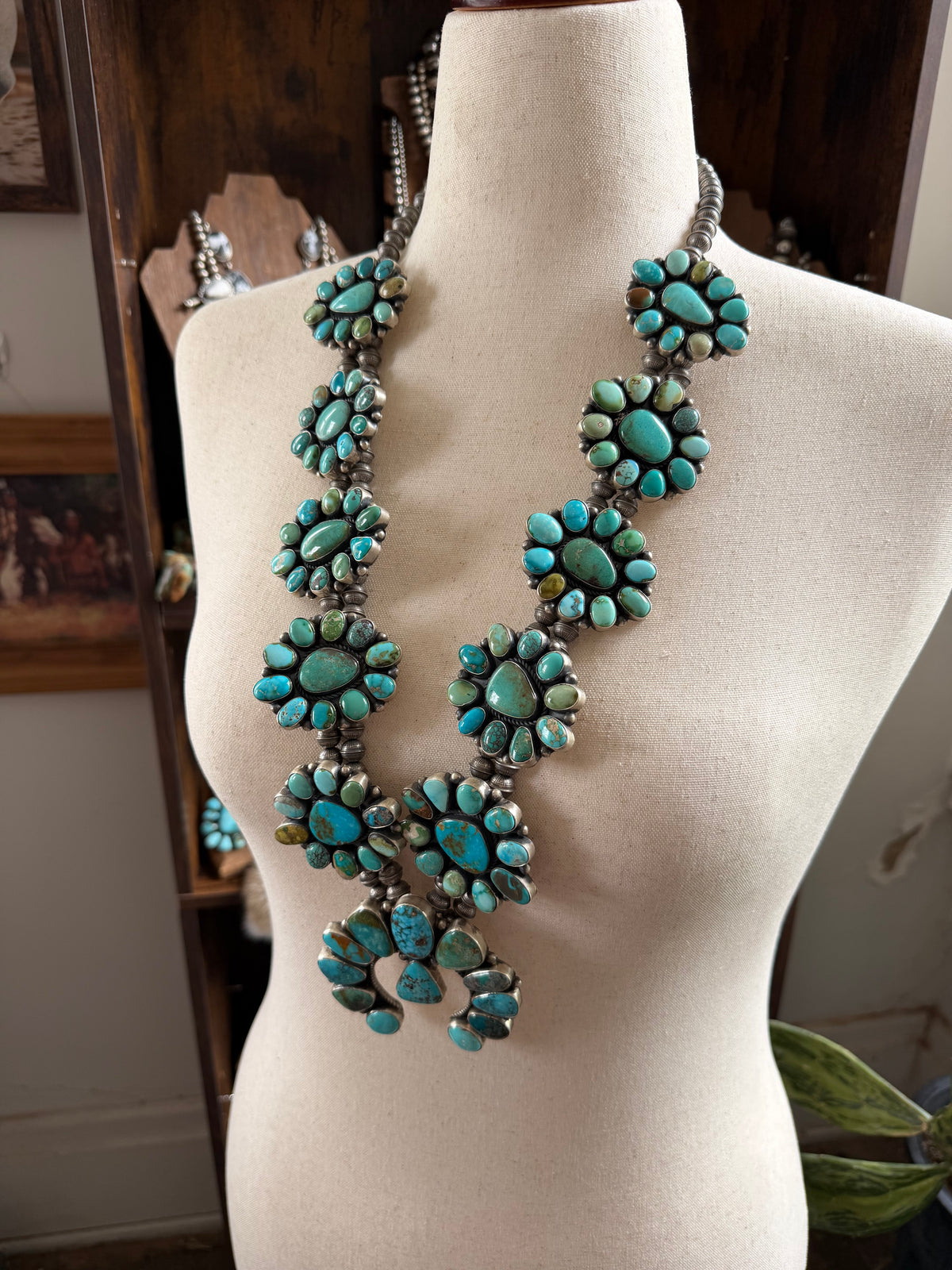 32" Mixed Turquoise Cluster Necklace and Earrings Set
