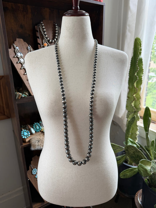 45" LONG 6mm-16mm Graduated Sterling Pearl Necklace