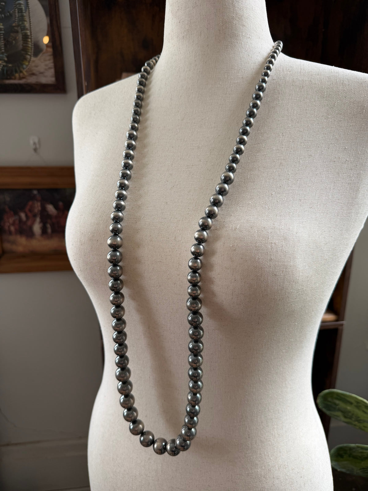 45" LONG 6mm-16mm Graduated Sterling Pearl Necklace
