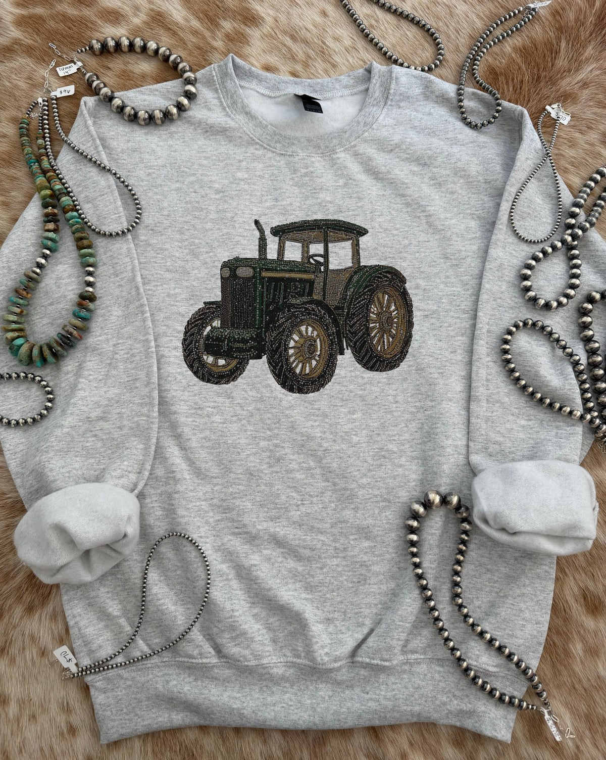 Rhinestone Tractor Crewneck