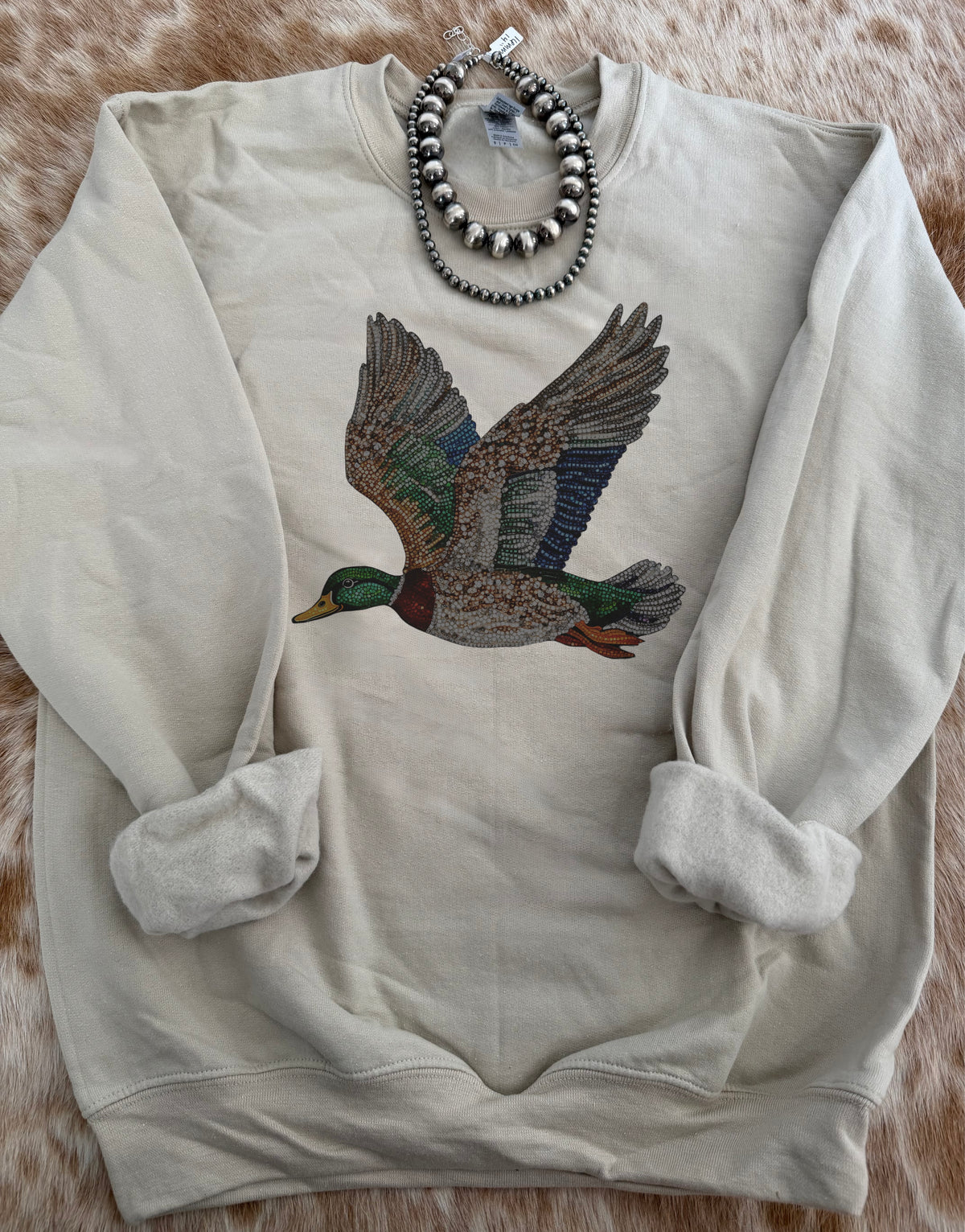 Rhinestone Mallard Duck Crewneck