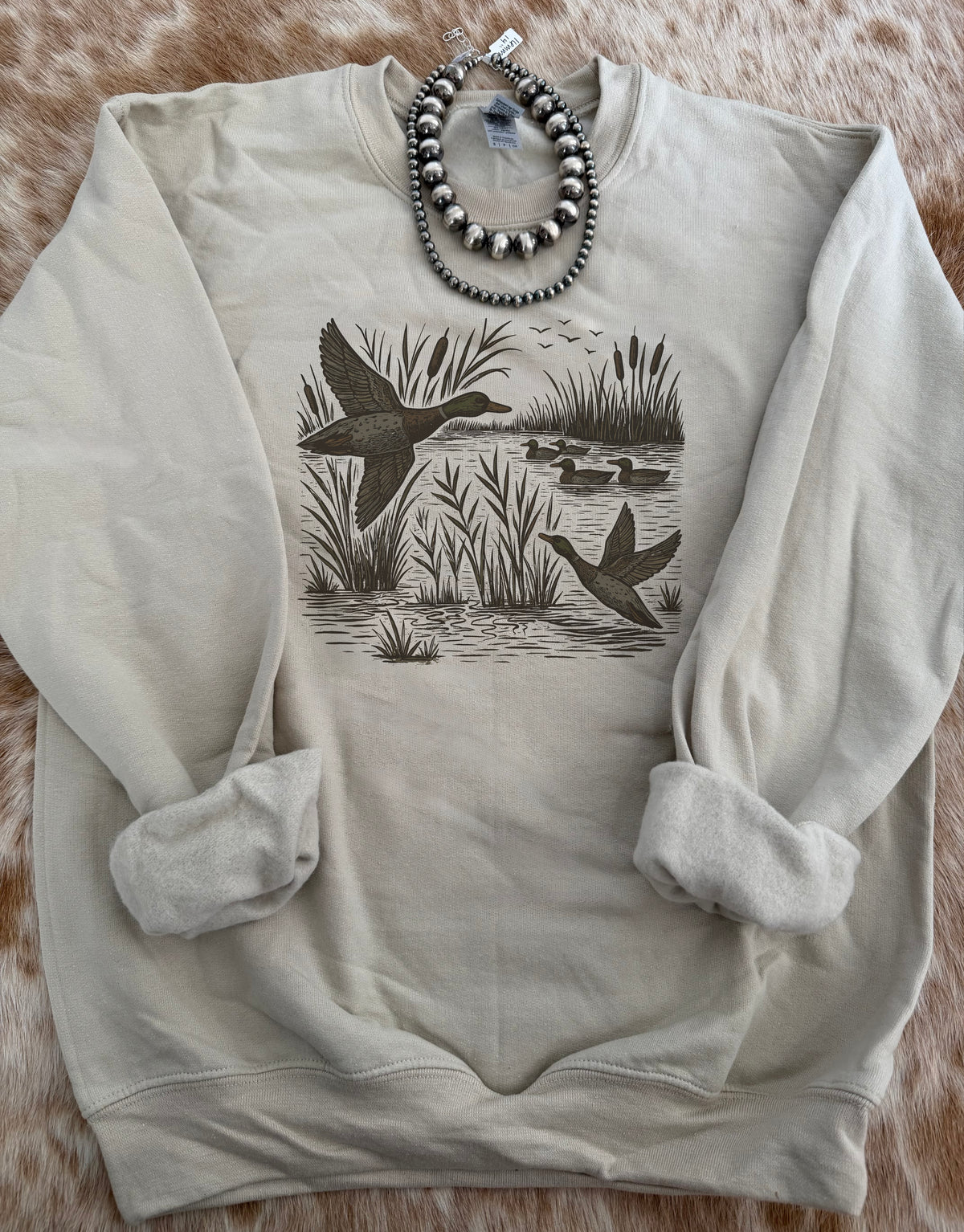 Flying Mallard Duck Hunting Crewneck