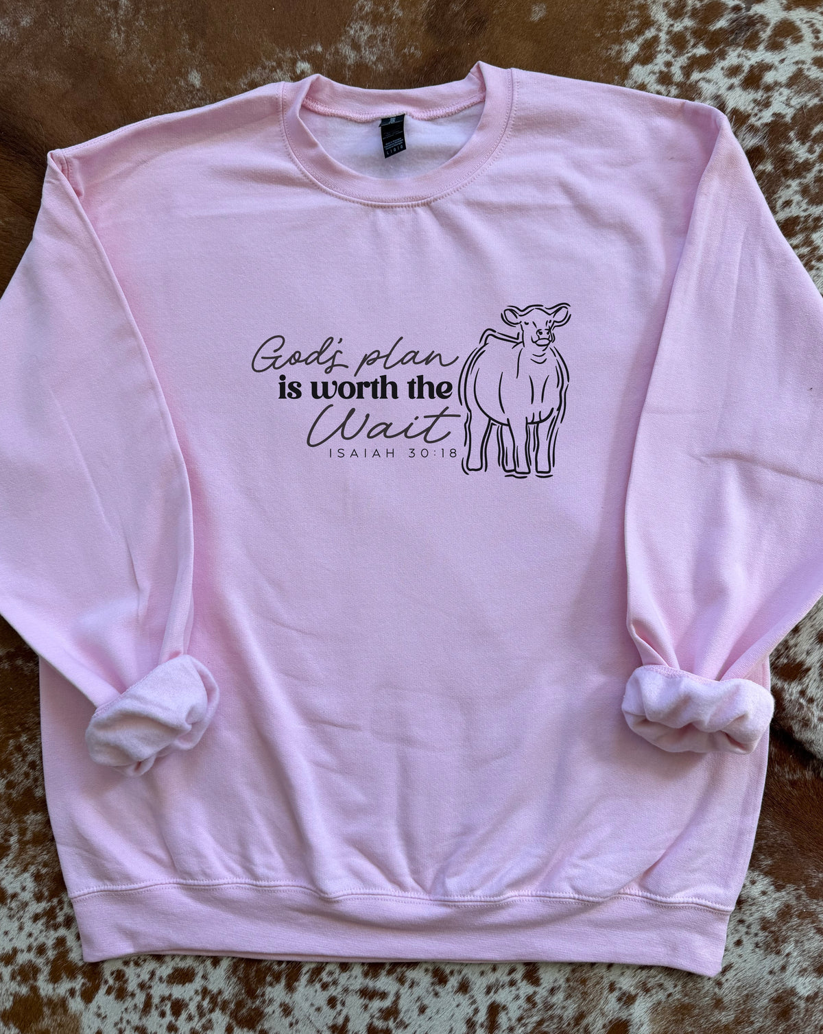 God's Plan is Worth the Wait - Isaiah 30:18 - Market Steer Crewneck