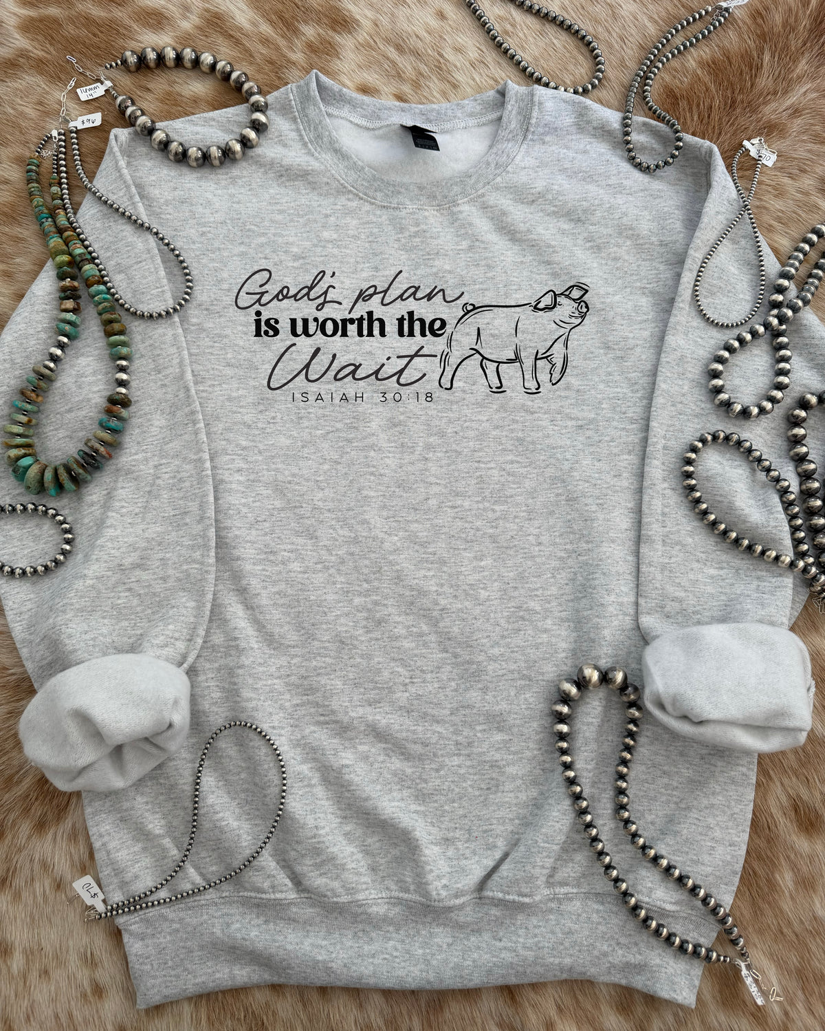 God's Plan is Worth the Wait - Isaiah 30:18 - Market Hog Crewneck