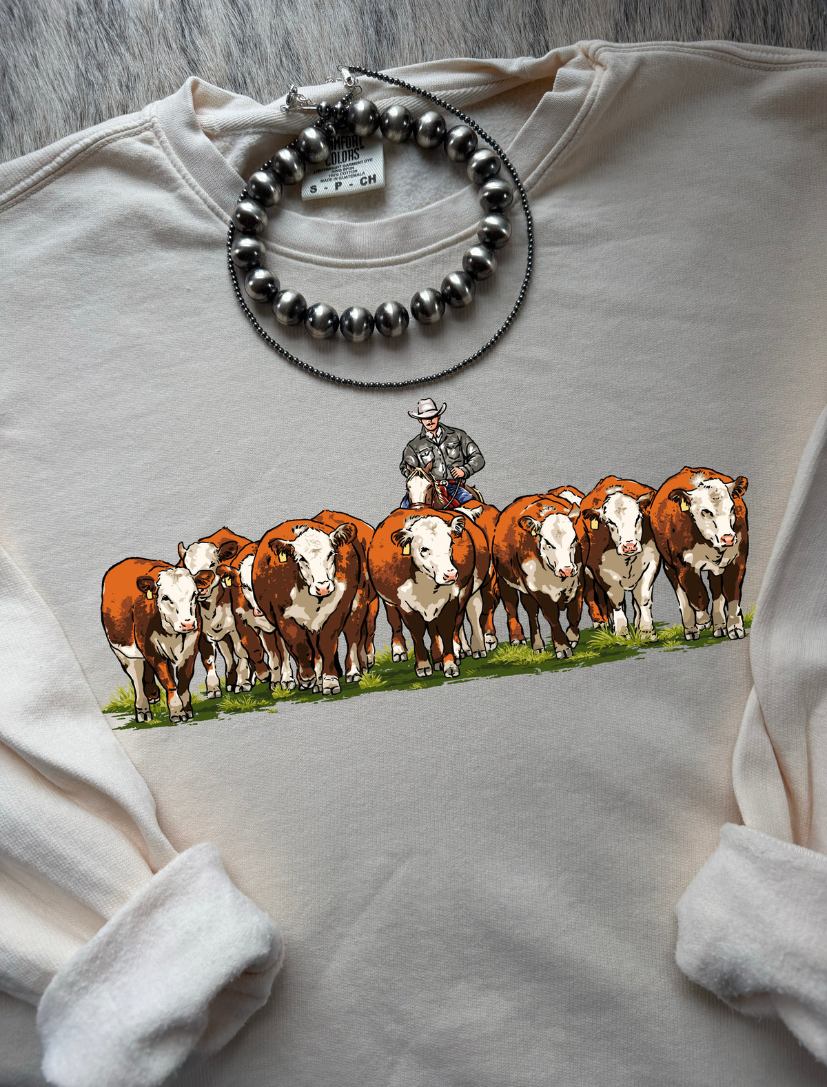 Cowboy Herding Herefords Sweatshirt