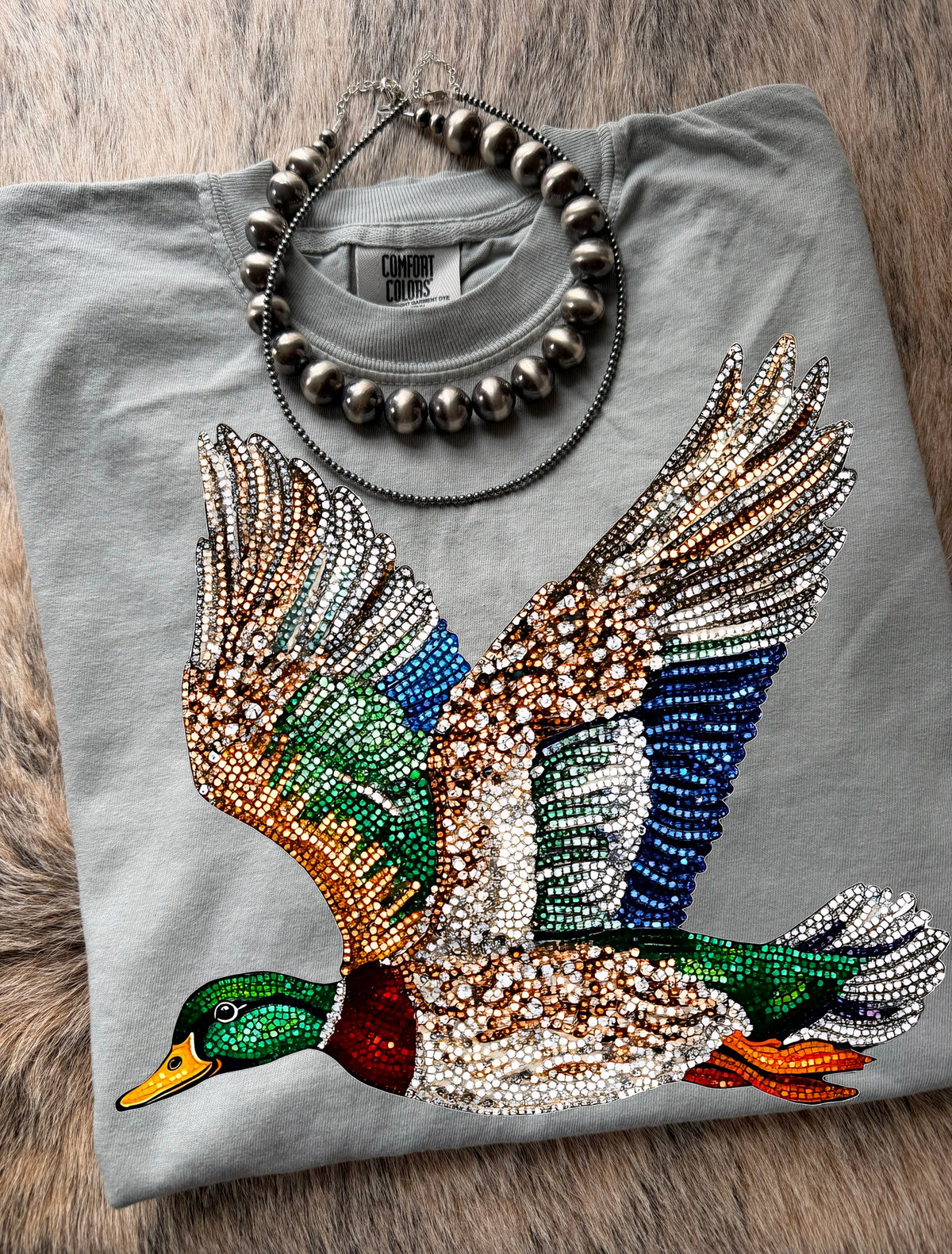 Faux Rhinestone Mallard Duck Tee