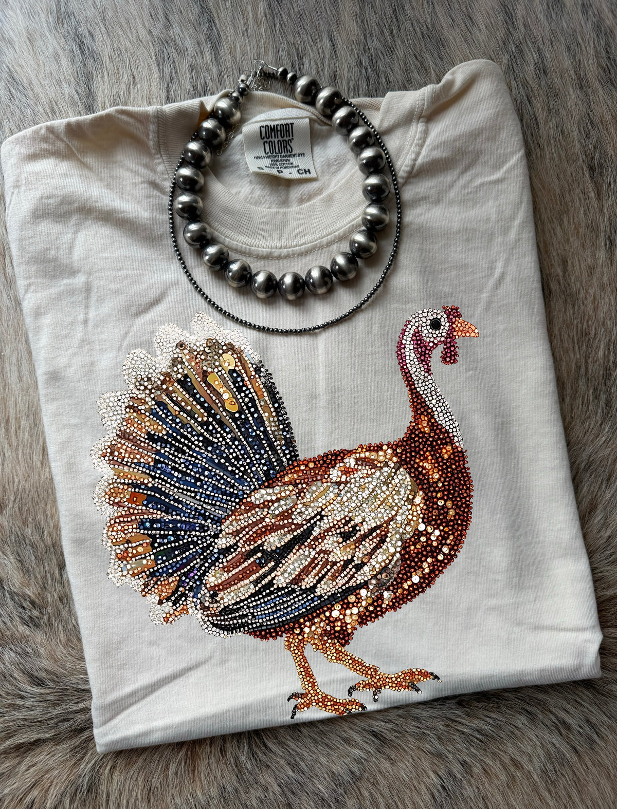 Faux Rhinestone Turkey Hen Tee