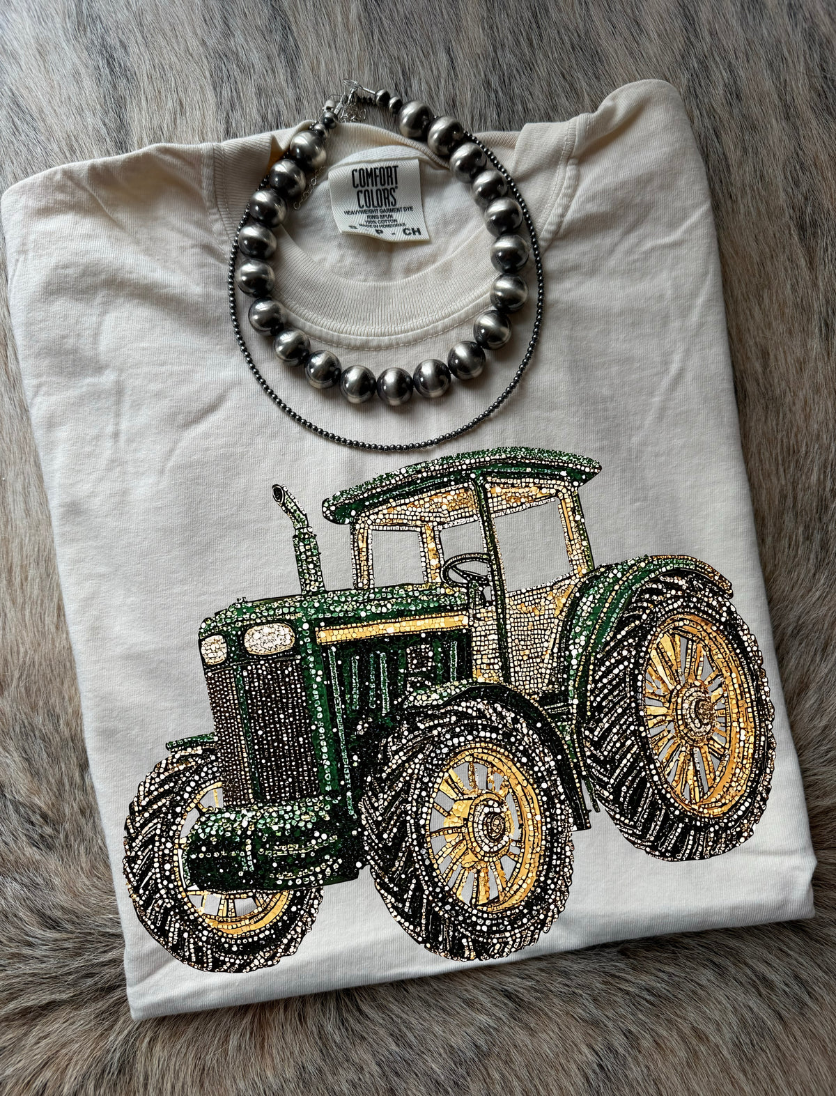 Faux Rhinestone Tractor Tee