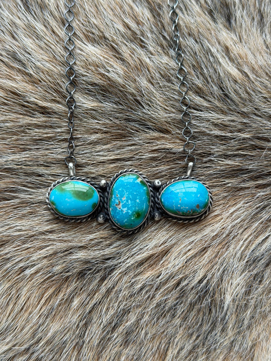 Sonoran Gold Turquoise Cluster Bar Necklace