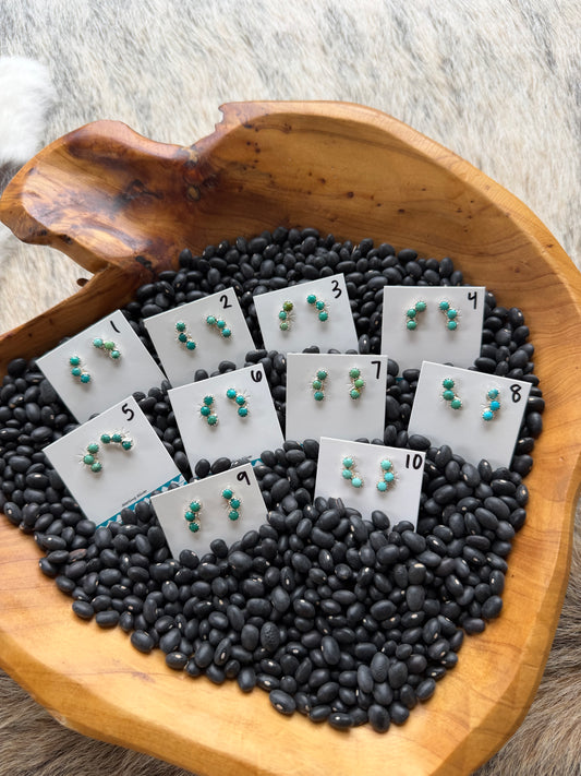 Green Kingman Turquoise Cluster Earrings