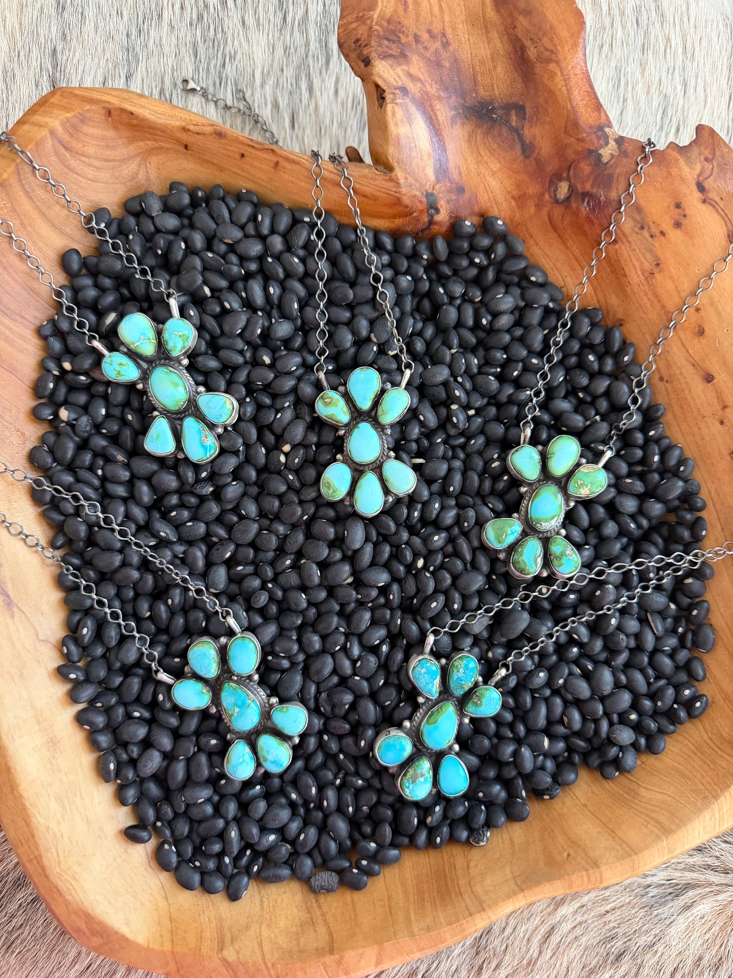 Sonoran Gold Turquoise 7 Stone Cluster Necklace