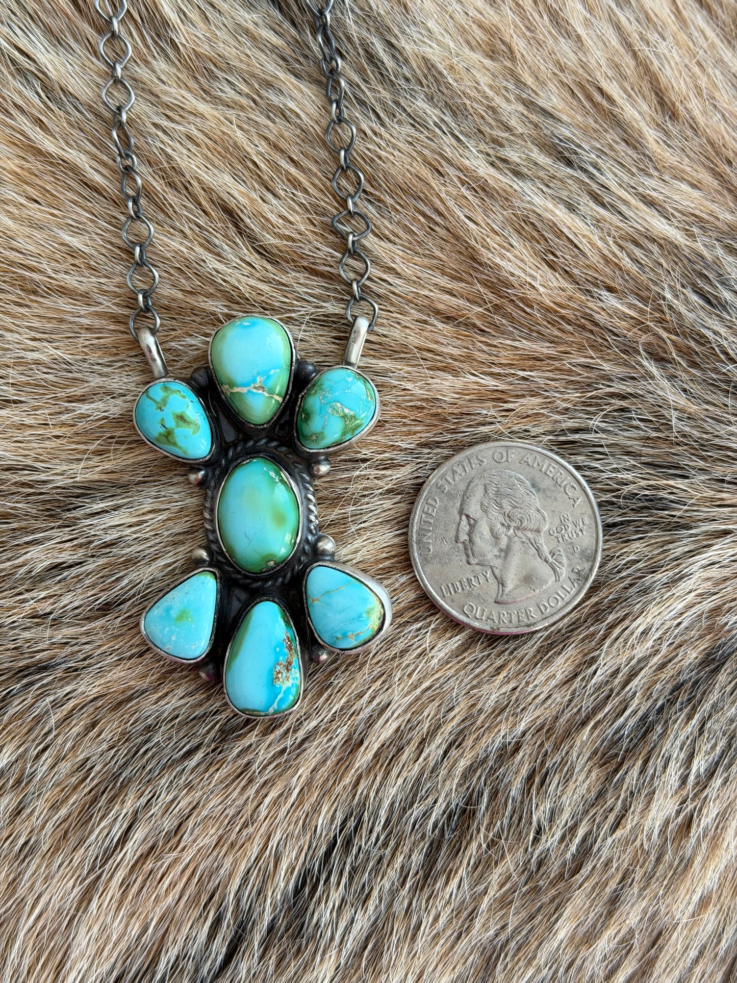 Sonoran Gold Turquoise 7 Stone Cluster Necklace