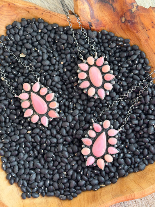 Pink Conch Cluster Necklace