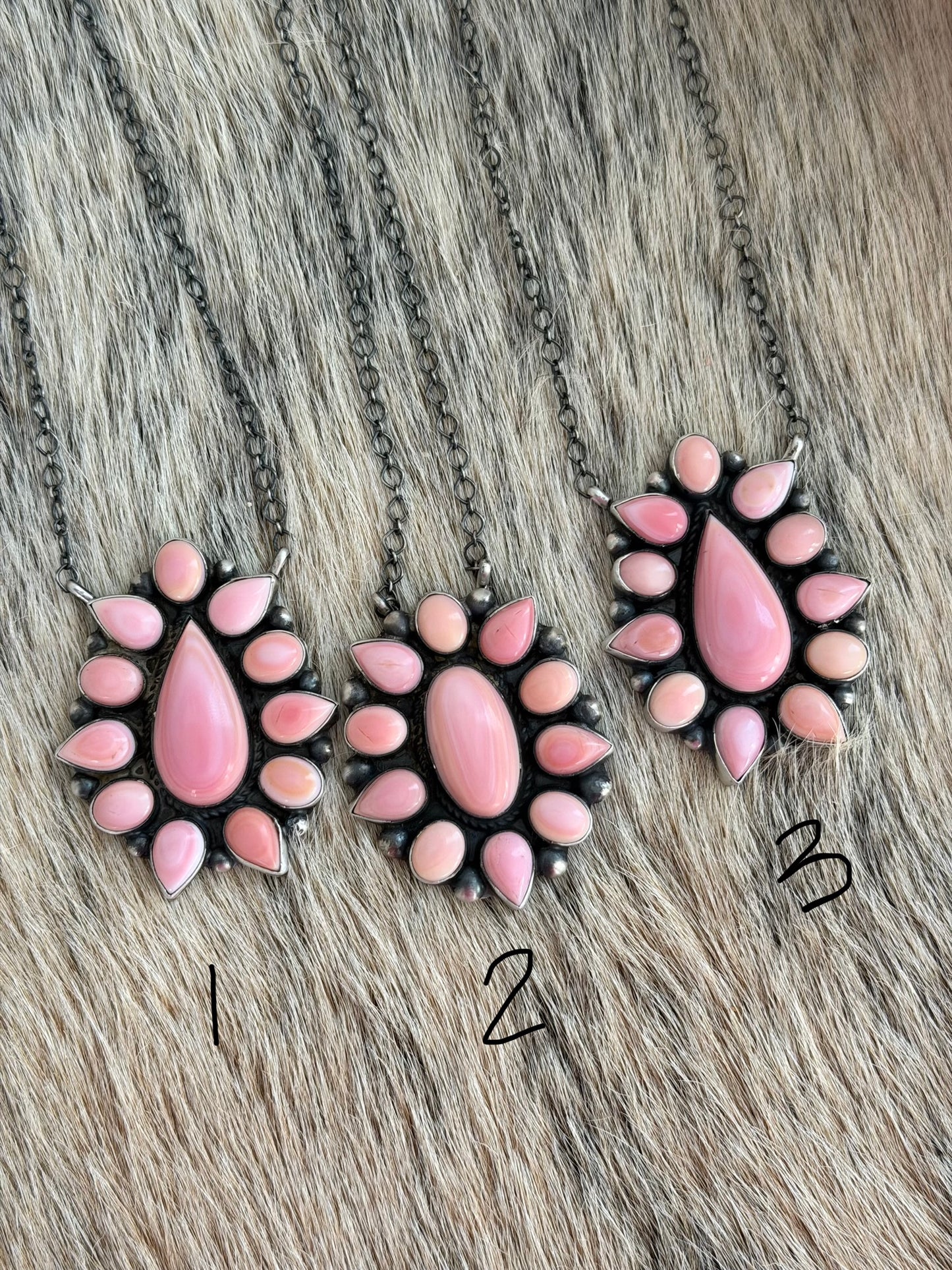 Pink Conch Cluster Necklace