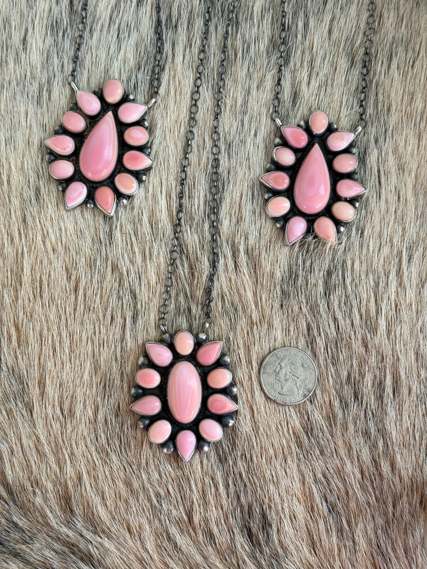 Pink Conch Cluster Necklace
