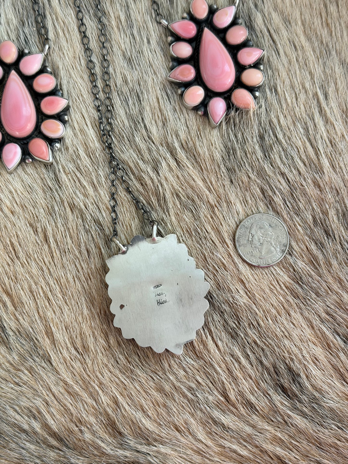 Pink Conch Cluster Necklace