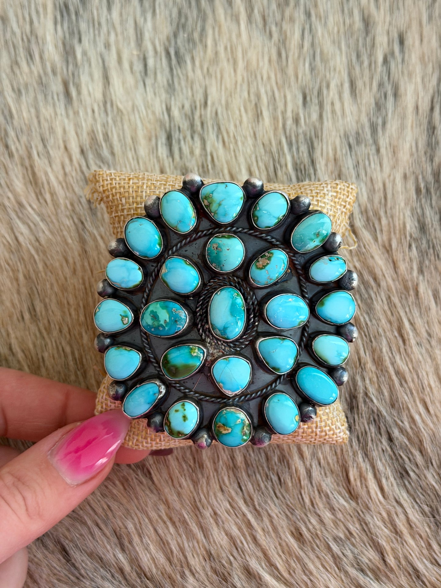 GIANT Sonoran Gold Turquoise Cluster Cuff
