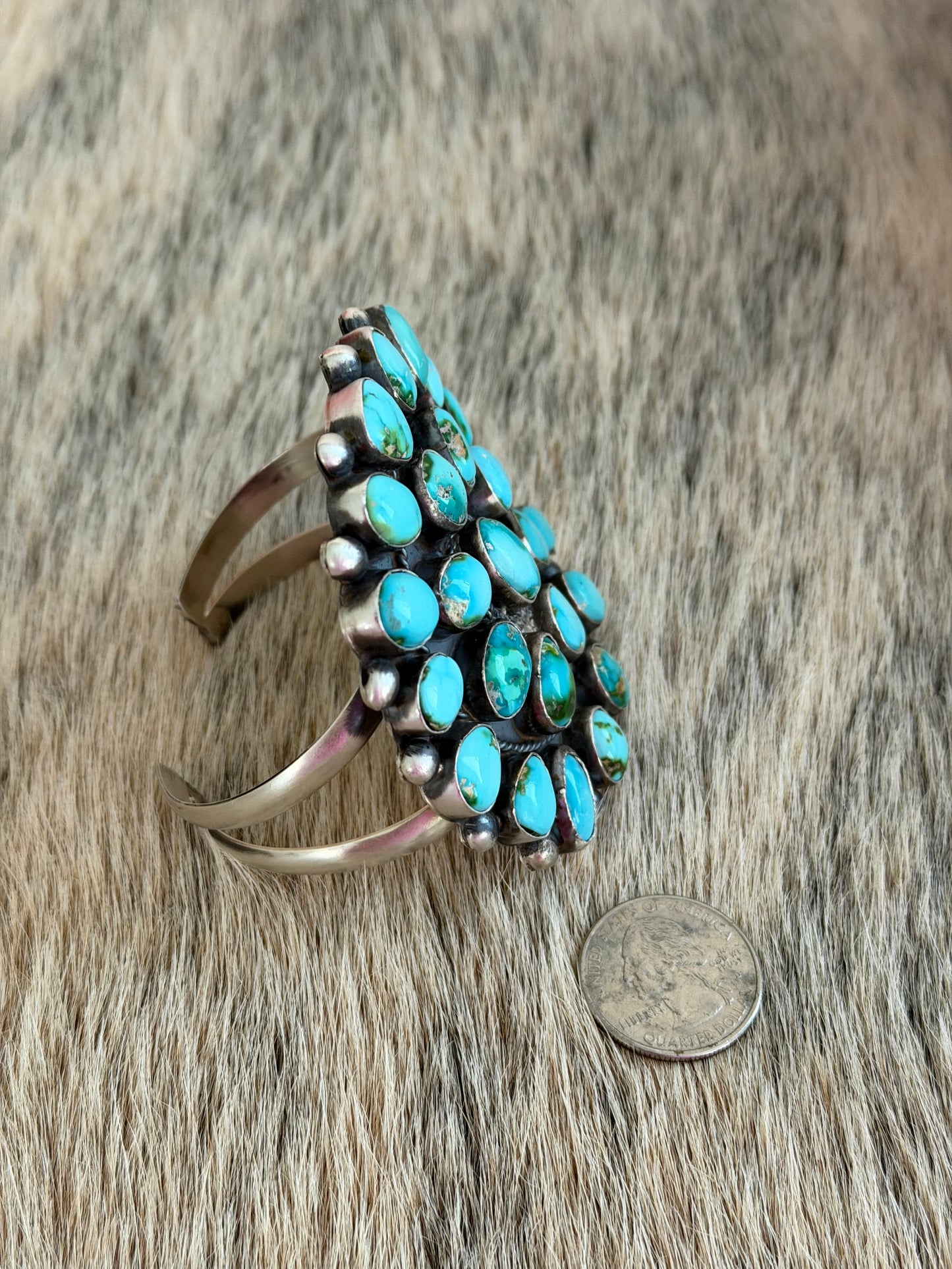 GIANT Sonoran Gold Turquoise Cluster Cuff