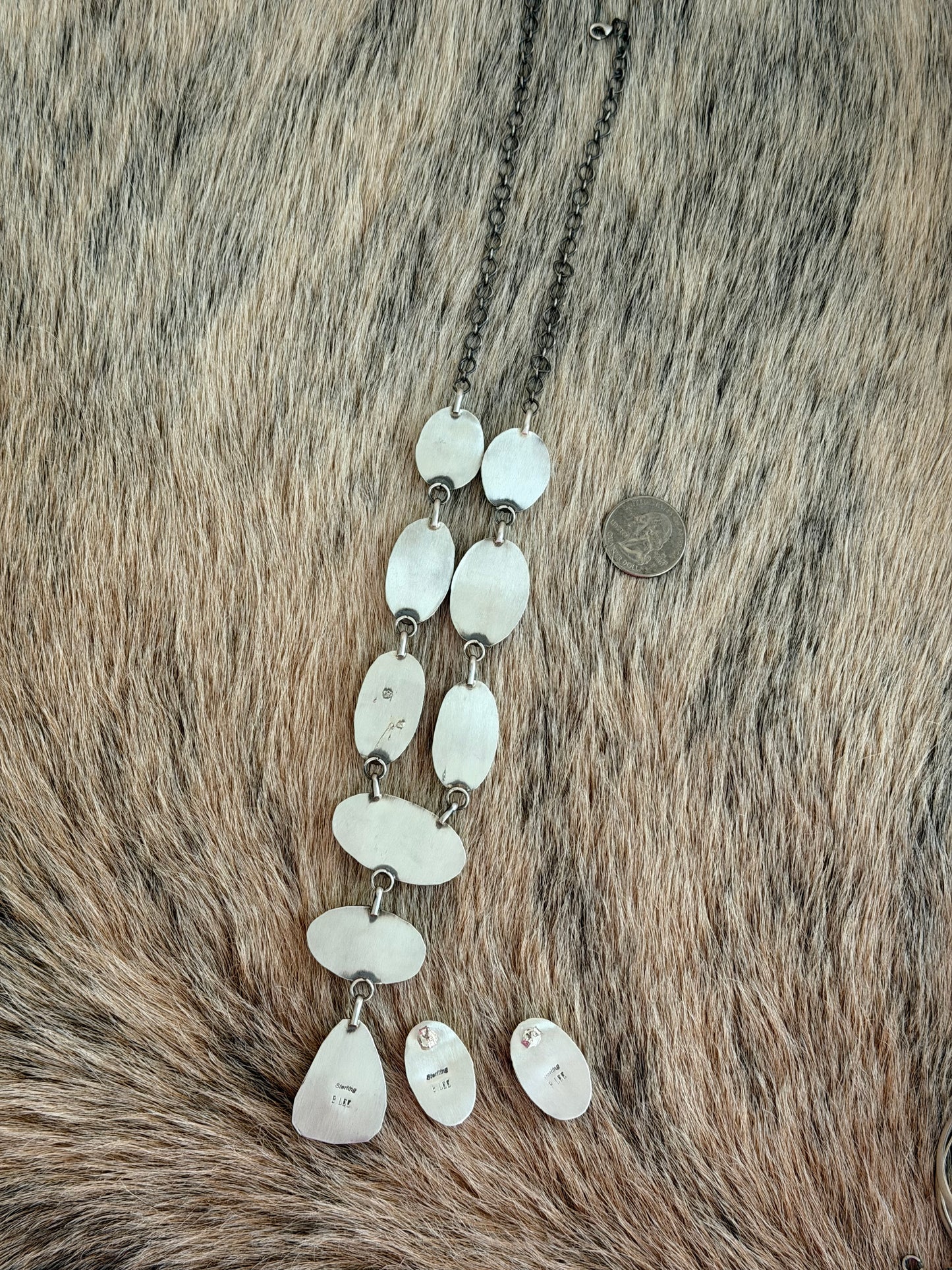 White Buffalo Lariat Necklace and Earrings Set