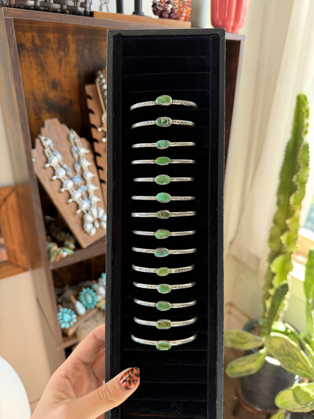 Green Sonoran Gold Turquoise Stacker Cuff
