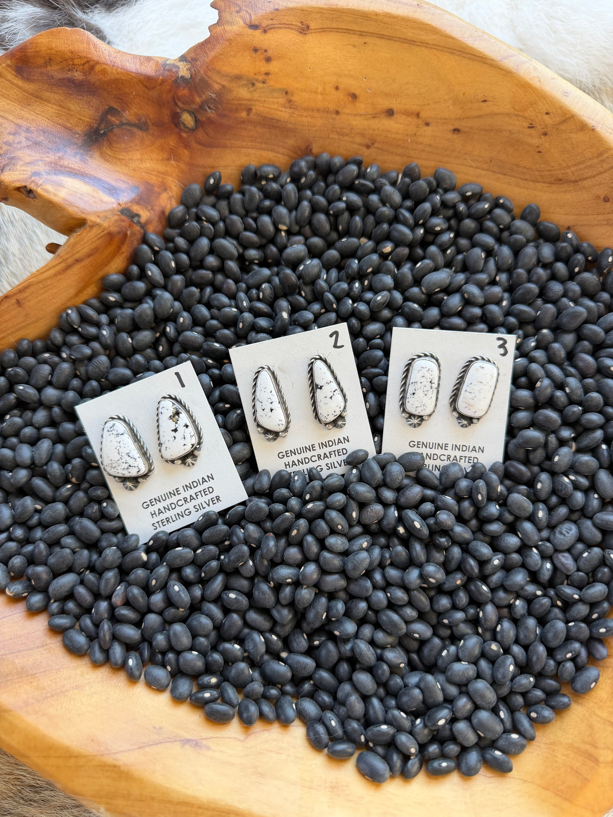 White Buffalo Stud Post Earrings