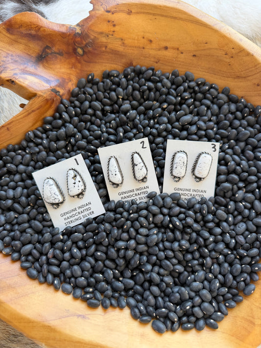 White Buffalo Stud Post Earrings