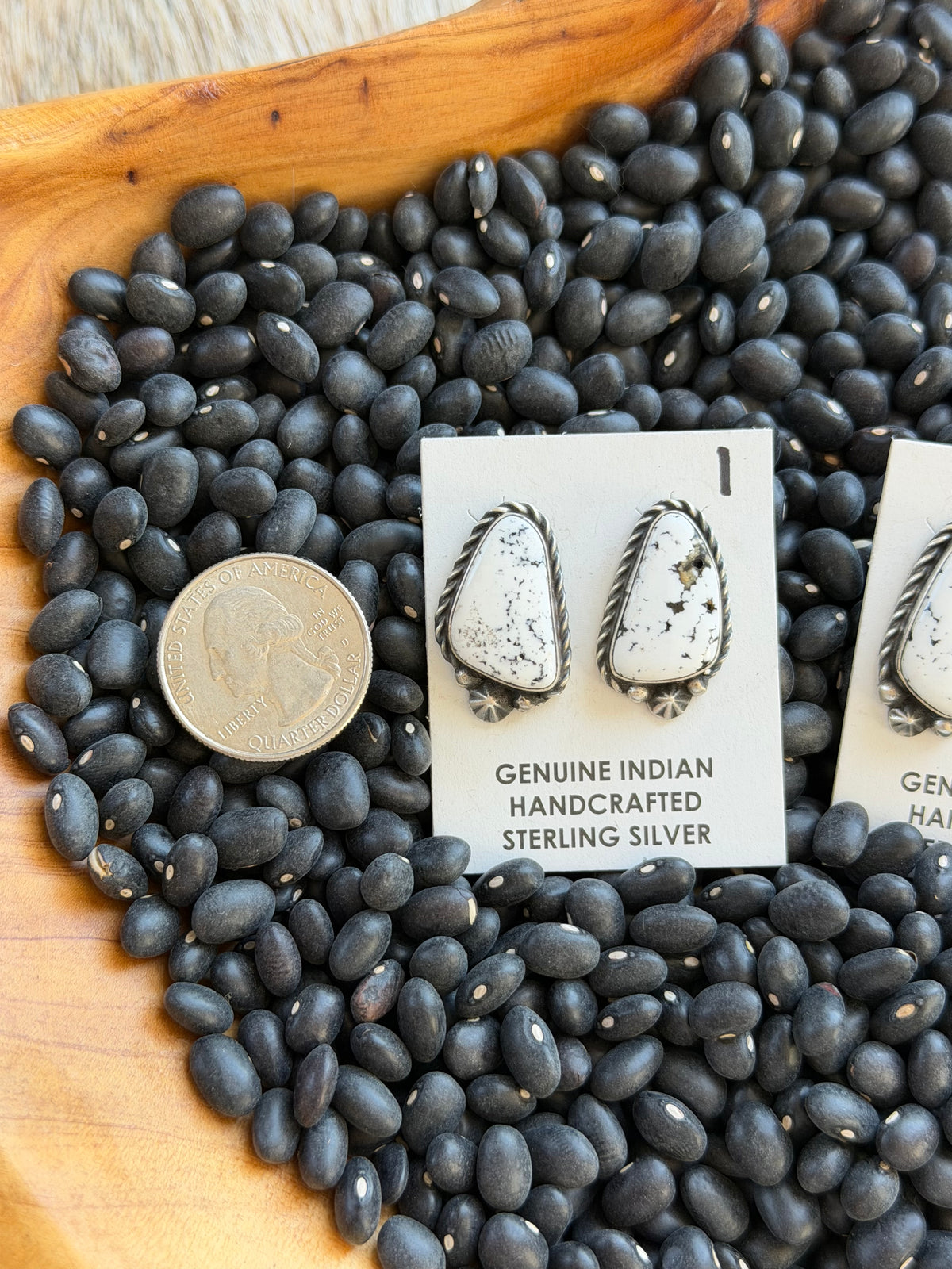 White Buffalo Stud Post Earrings
