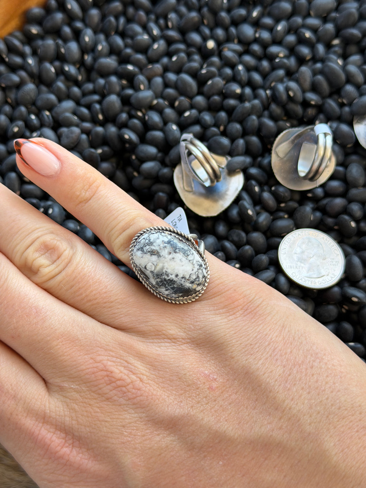 White Buffalo Adjustable Size 6-10 Ring