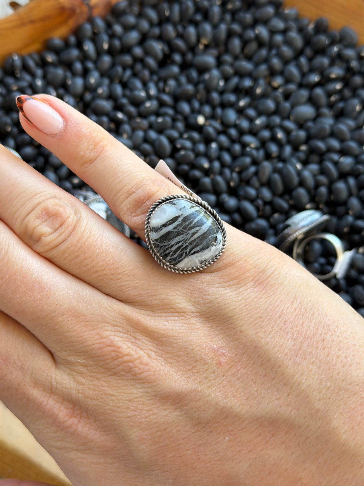 White Buffalo Adjustable Size 6-10 Ring